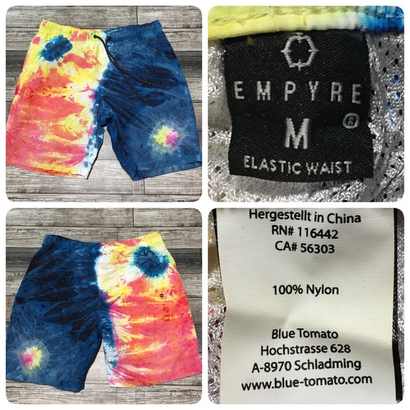 Empyre Tie Dye Swim Trunks Men’s M (Inseam 8) Lined Drawstring - Picture 1 of 11